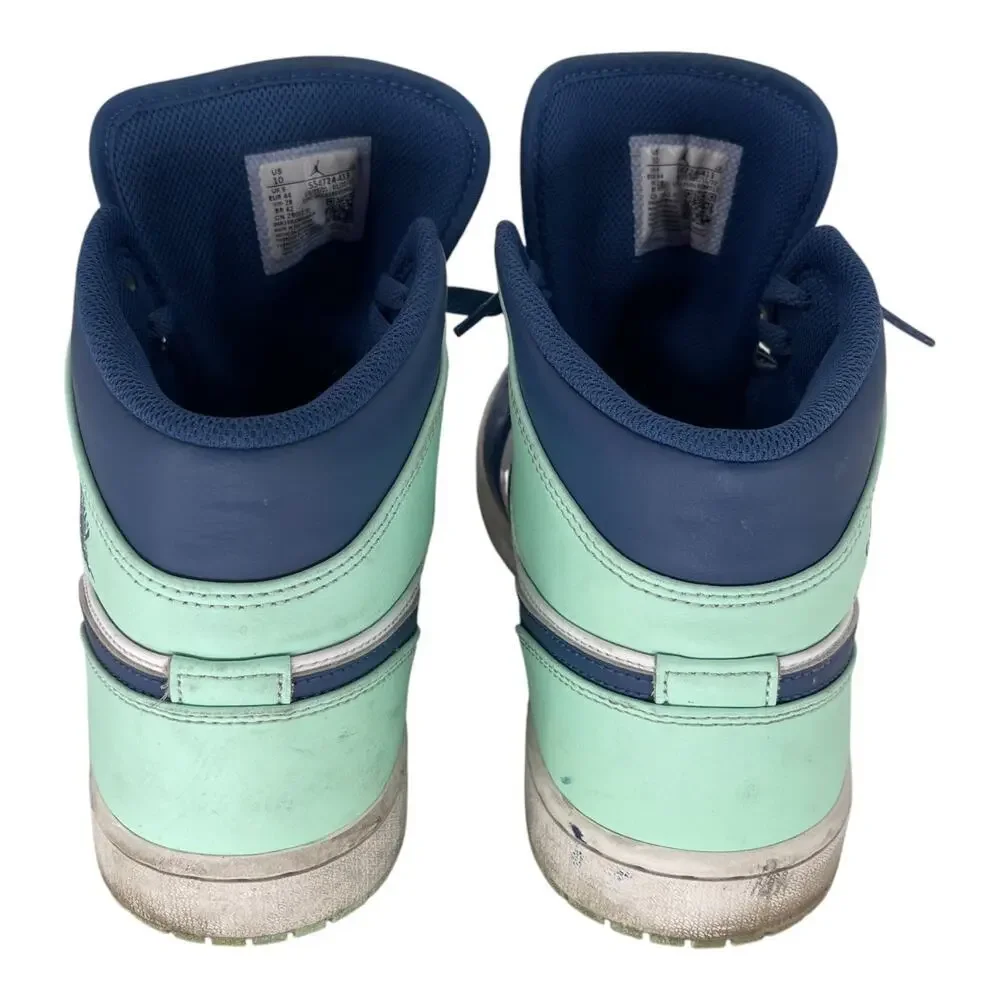 Nike Air Jordan 1 Mid Blue Mint Mystic Navy White 554724-413 Men’s Sz 10 - Picture 6 of 9